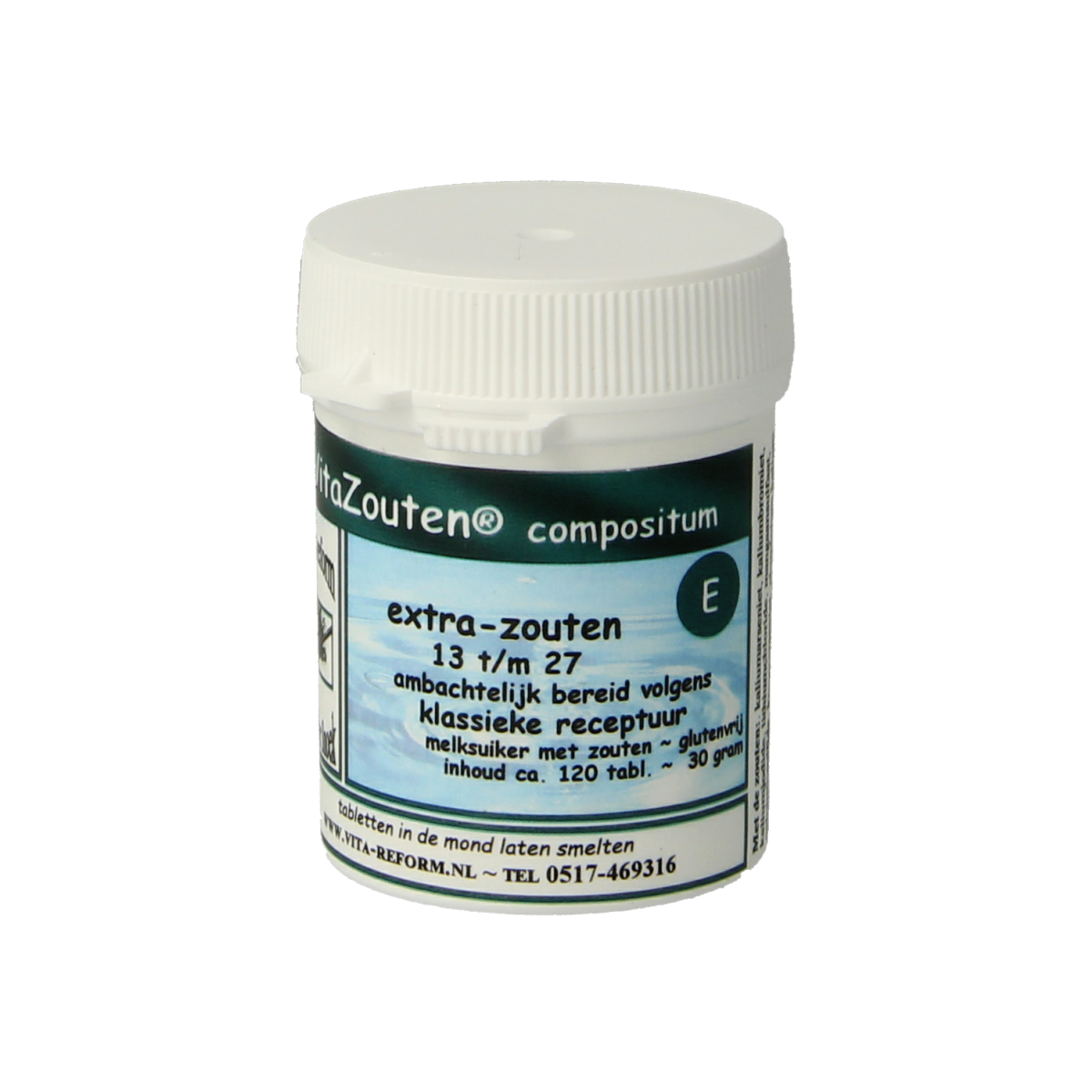 Bottle of Vitazouten Compositum extra 13-27 mineral multivitamin tablets with label and cap, showing supplement packaging.