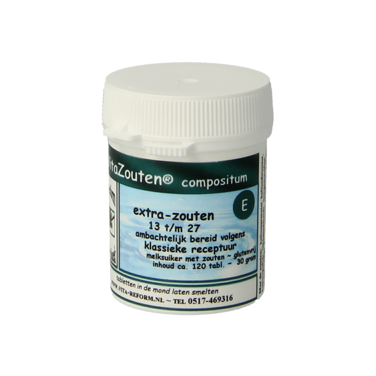 Bottle of Vitazouten Compositum extra 13-27 mineral multivitamin tablets with label and cap, showing supplement packaging.