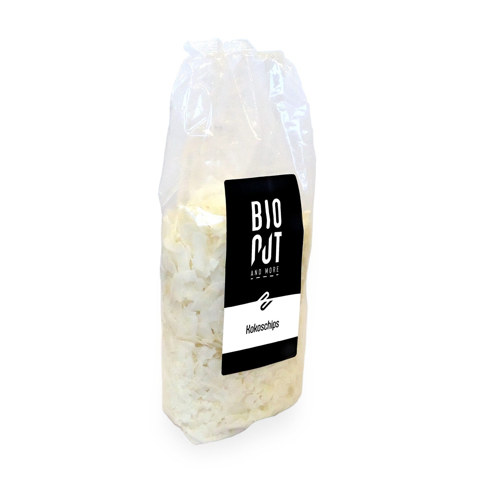 Raw Bionut Kokos chips in a 400g package, organic superfood snack with shredded coconut visible in the image.