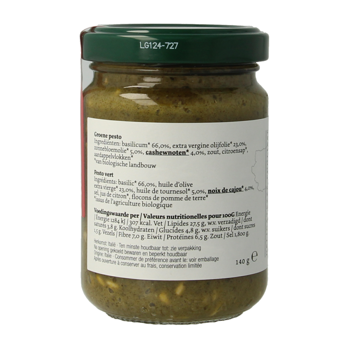 Greenage Groene Pesto Bio in 140g jar, a vibrant, fresh green sauce made with organic ingredients, perfect for pasta and spreads.