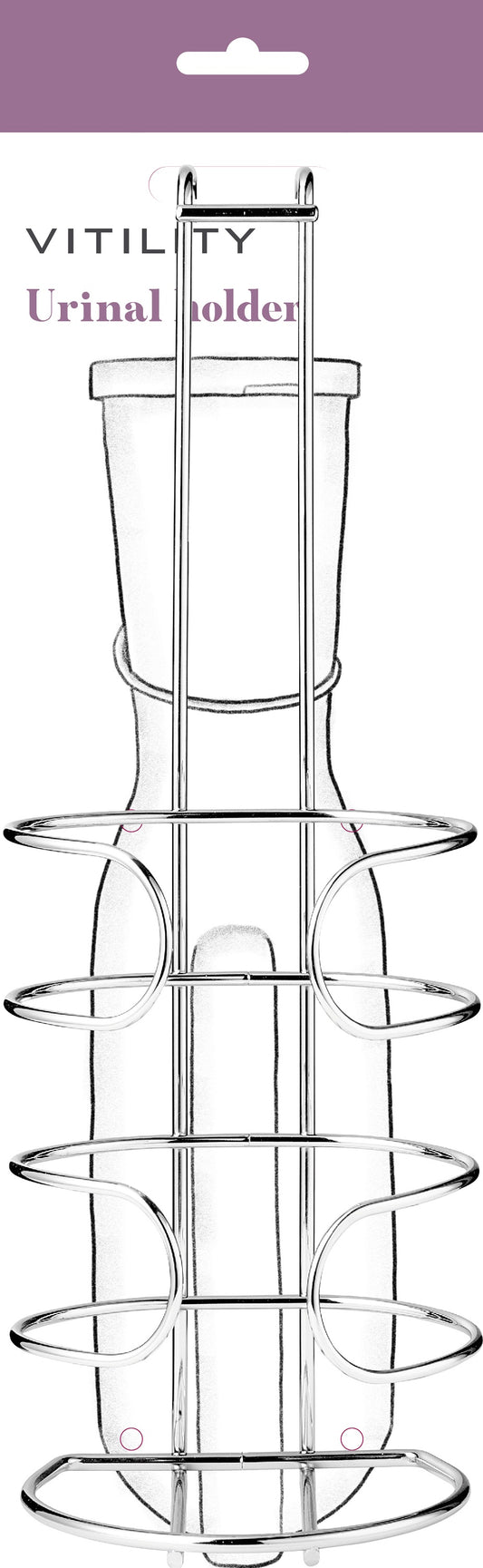 Vitility urinal holder for catheter and urine collection, 1 piece, shown in the image with a white plastic design.