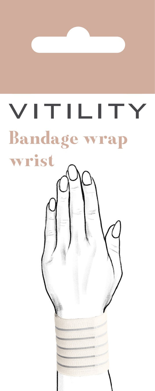 Vitility bandage wrap for wrist support, 1 piece, elastic medical bandage with adjustable fit.
