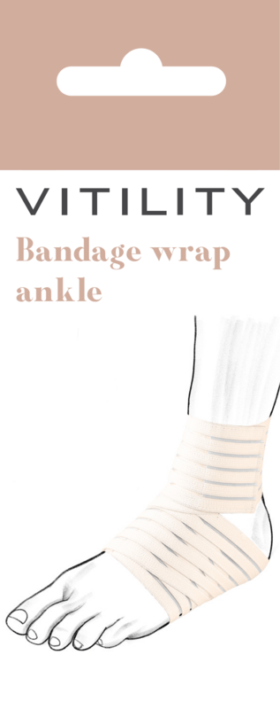 Vitility bandage wrap for ankle, single piece, flexible elastic support for sprains or injuries, shown in the image.