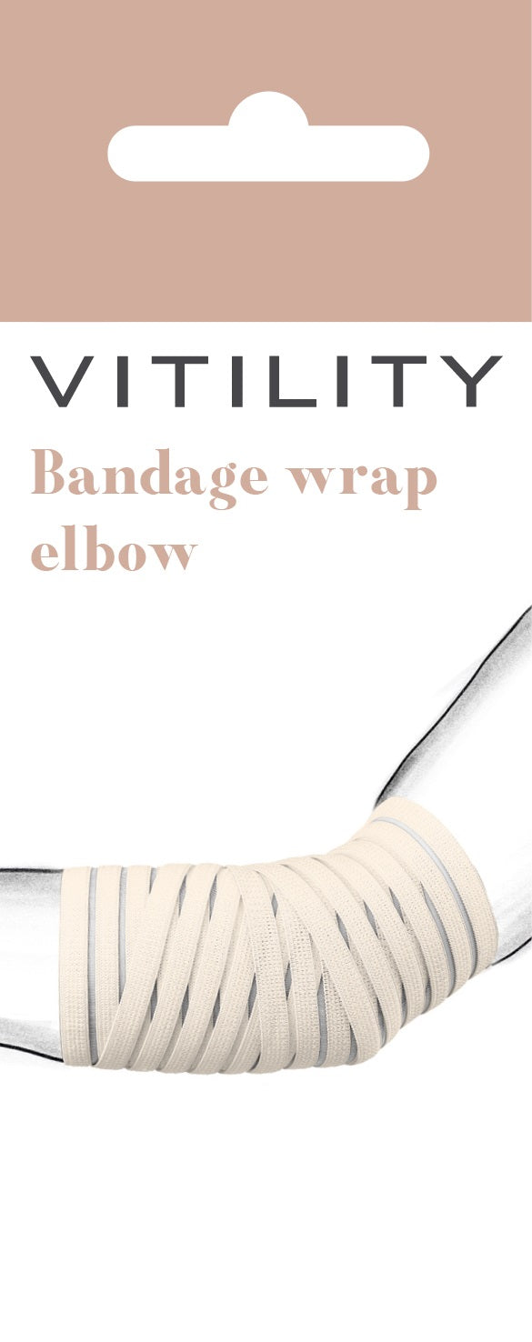 Vitility bandage wrap for elbow, 1 piece, flexible elastic support for joint compression and injury relief.