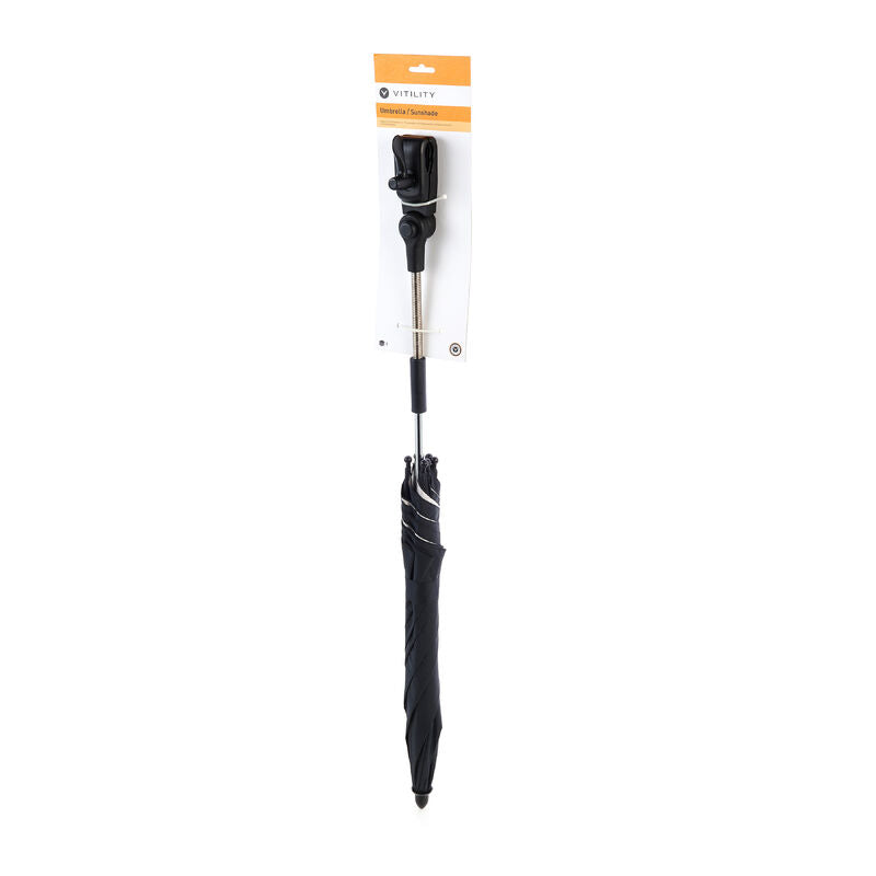 Vitility parasol in open position, lightweight and compact, designed for outdoor comfort and protection from the sun.