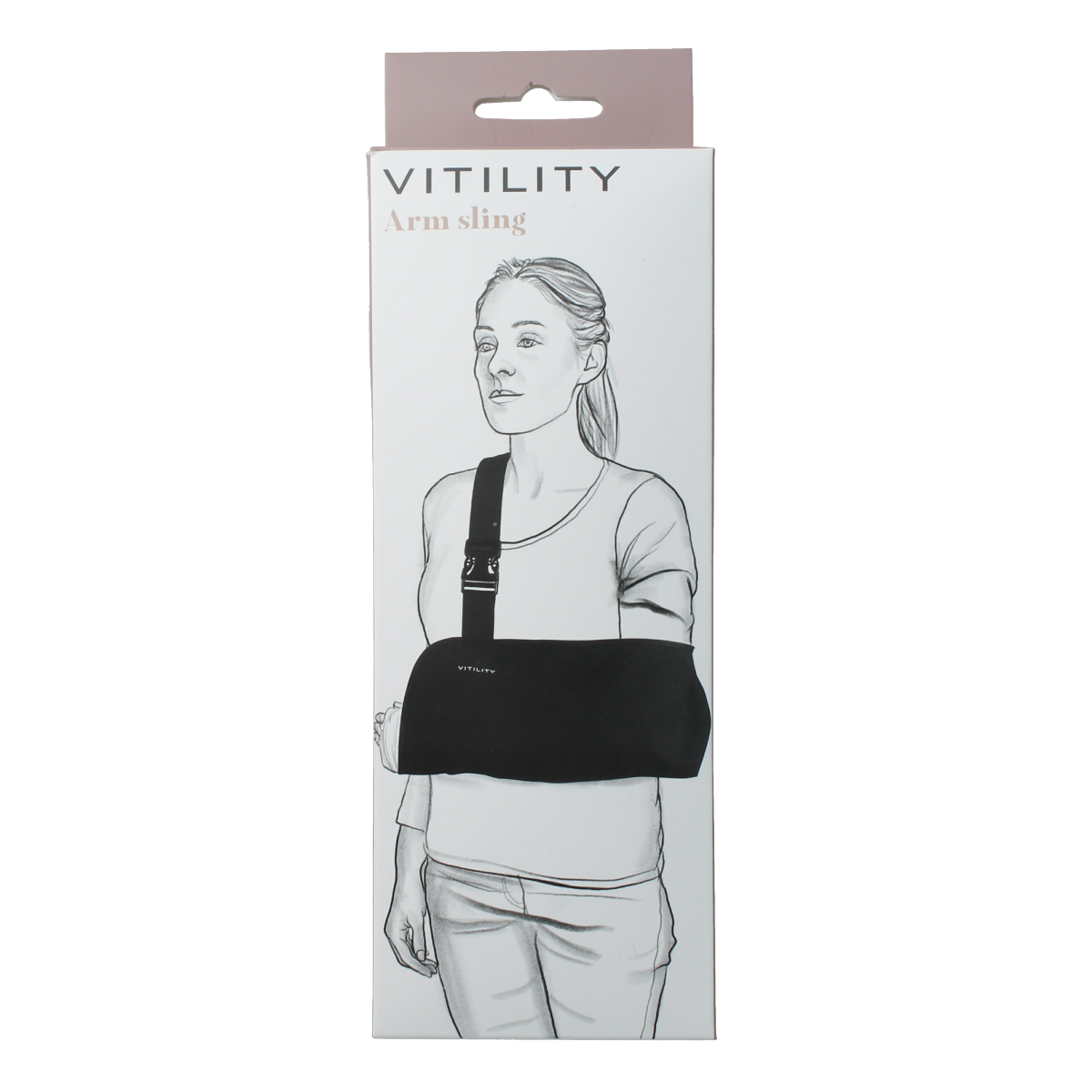 Vitility Mitella bandage in packaging, adjustable medical support for arm injuries, made by Vitility.
