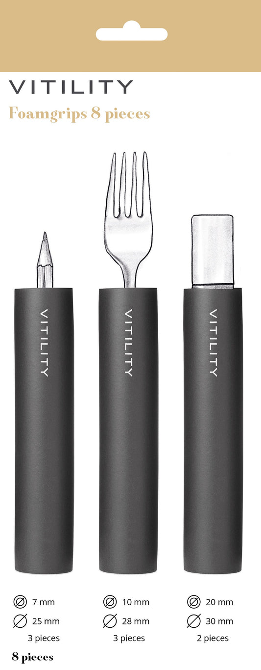 Set of 8 Vitility handgrip enlargers for improved comfort and grip in home and everyday use.