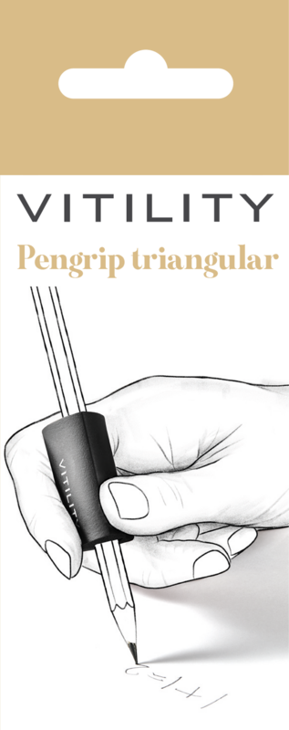 Set of three Vitility Penverdikker three-point grips for added stability and comfort in daily writing tasks.