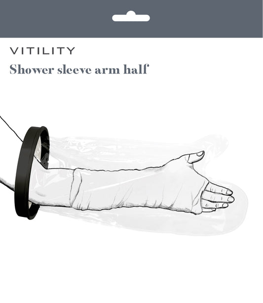 Vitility Douchehoes arm half protectiehoes voor douche en bad, één stuk, waterdichte en comfortabele badaccessoire