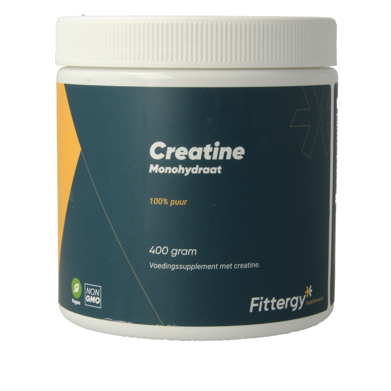 Fittergy Creatine Monohydrate amino acid supplement in a 400g container, shown in an image of the product packaging.