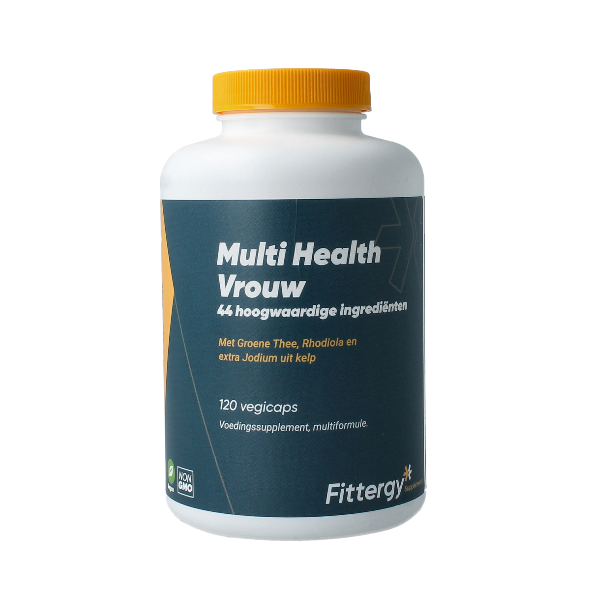 Fittergy Multi Health voor vrouwen, 120 vegetarische vitamine capsules, dietary supplement with colorful capsules in a bottle