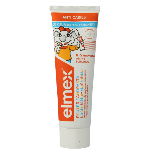 Elmex Tandpasta peuter 0-5 jaar, 75ml, gentle toothpaste for young children with mild formula for safe oral care.