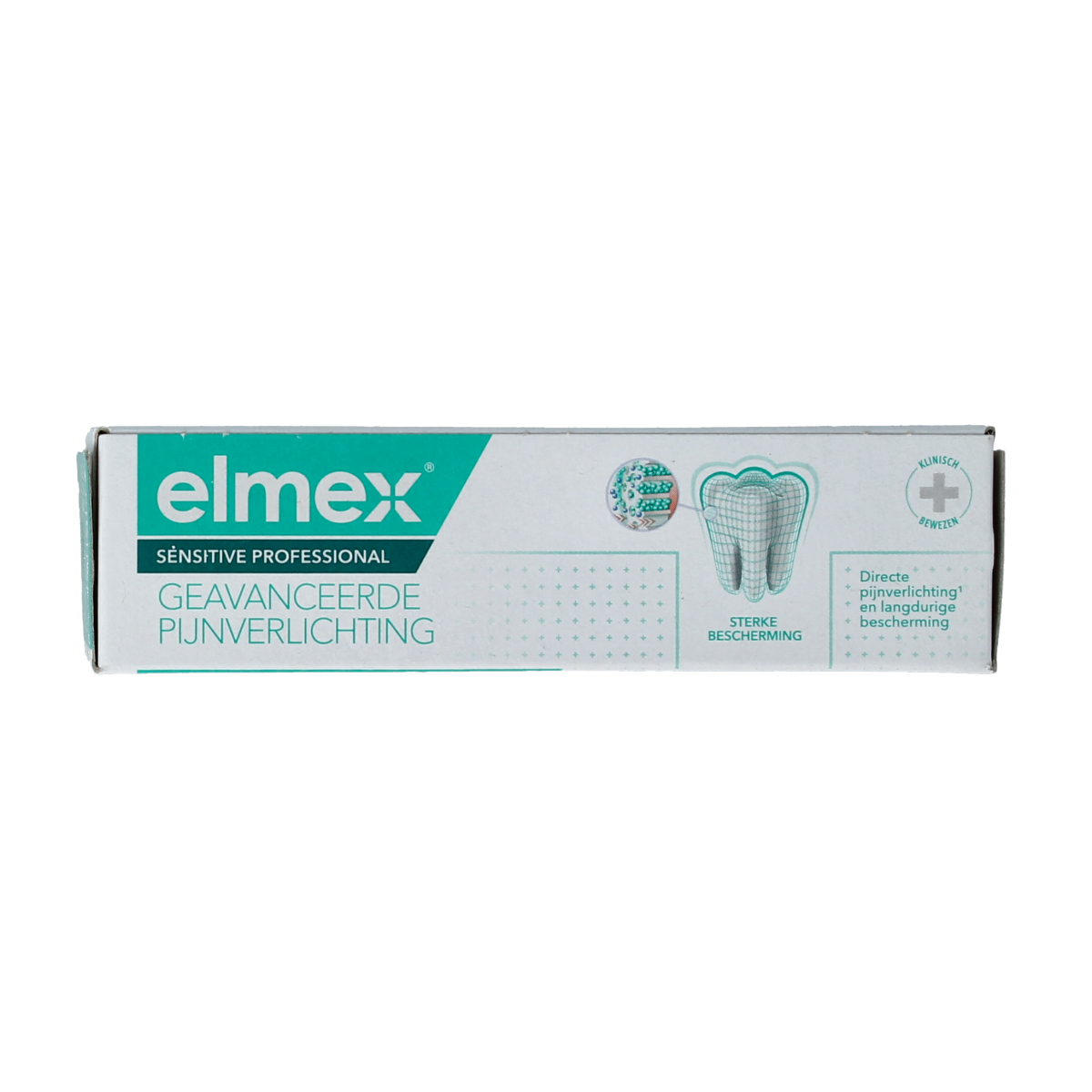 Elmex Sensitive Professional toothpaste tube with mint flavor, 20ml, showing the Elmex brand packaging and label.