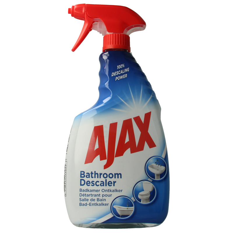 Ajax Badkamer spray optimal 7 in a 750ml bottle, a cleaning spray for bathroom surfaces, shown in the image.