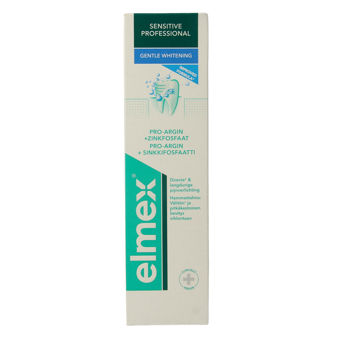 Elmex Sensitive Gentle White toothpaste in 75ml tube, designed for sensitive teeth and professional whitening.