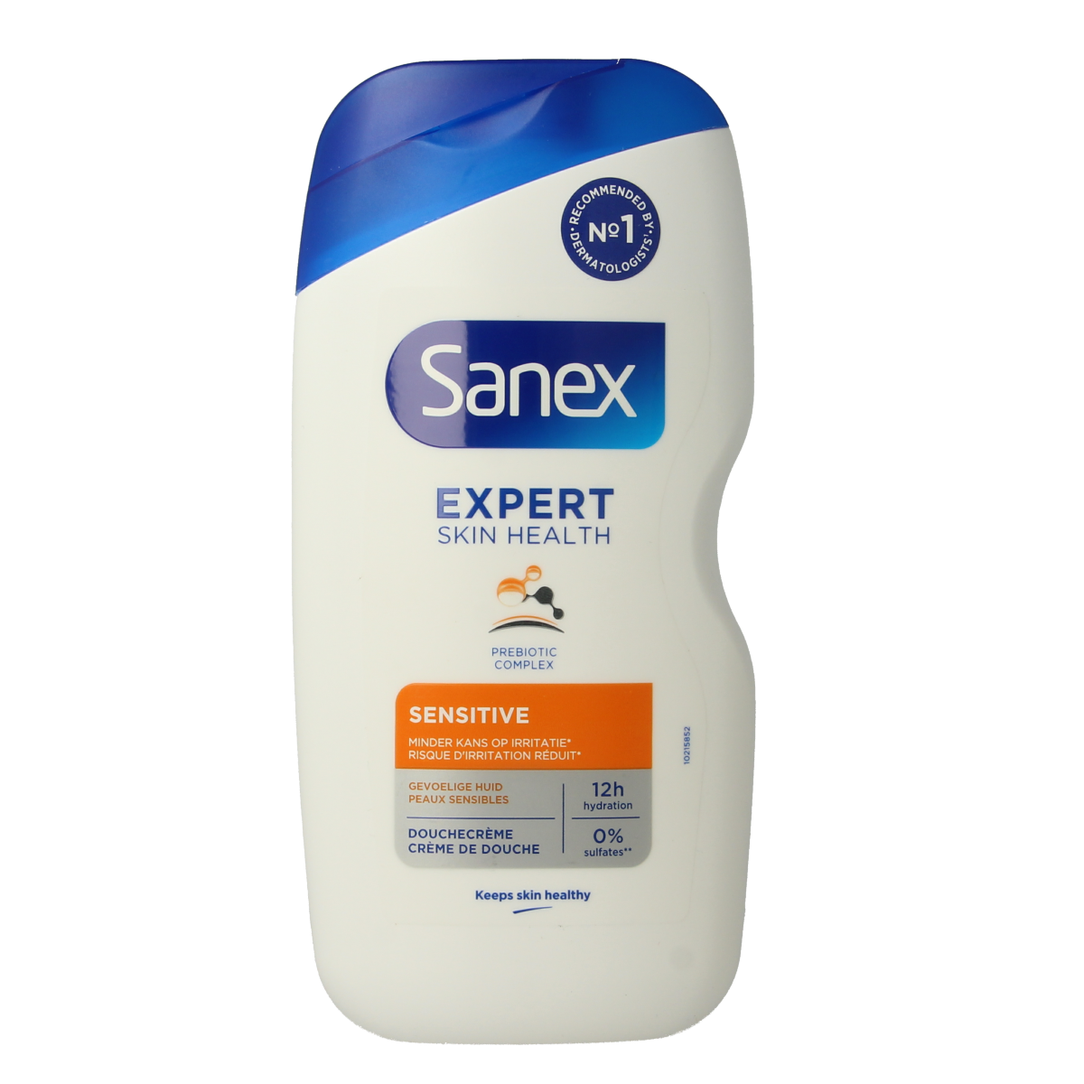Sanex Expert skin health sensitive douchegel in 400ml bottle, gentle rinse for sensitive skin, shown in the image.