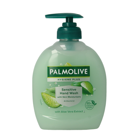 Palmolive Hygieneplus sensitive hand soap in 300ml bottle, gentle hand care product with soothing formula.