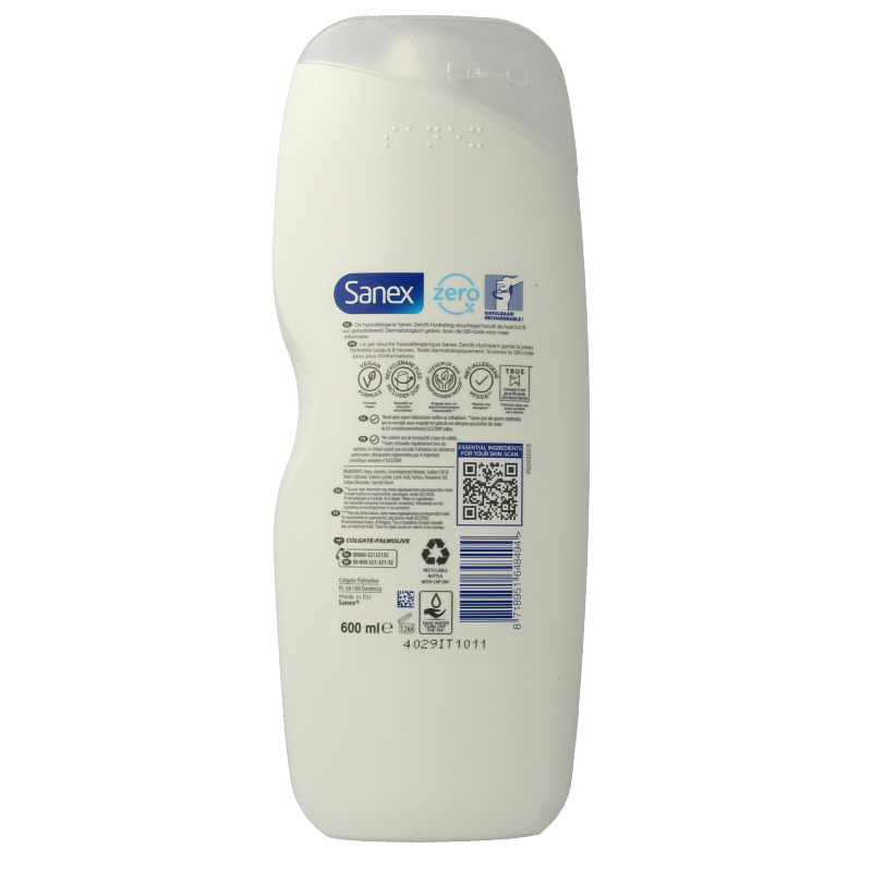 Sanex Douche Zero% Normal Skin, 600ml bottle, gentle body wash with moisturizing ingredients, suitable for normal skin.