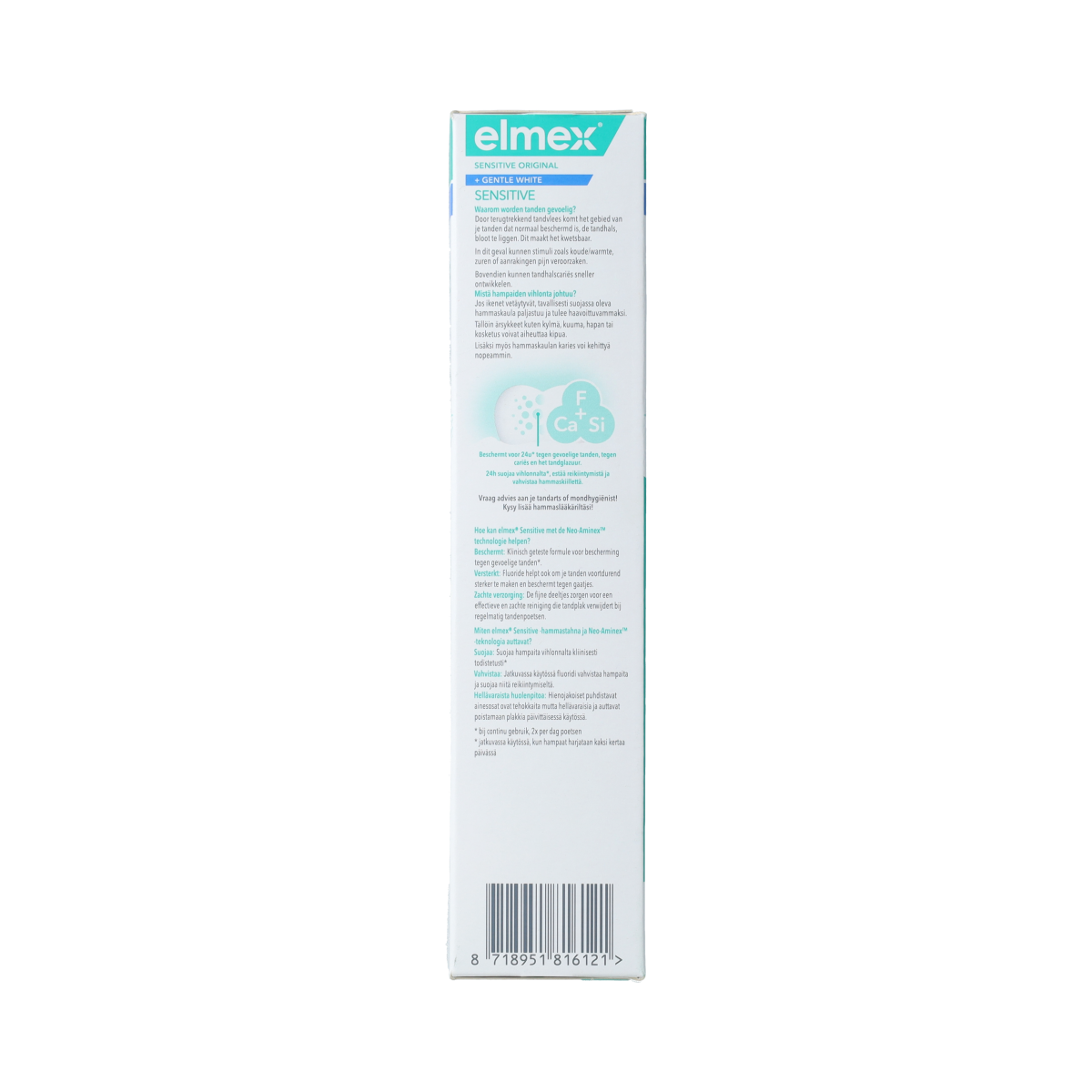 Elmex Sensitive Gentle White toothpaste tube, 75ml, with soothing formula for sensitive teeth and whitening benefits.