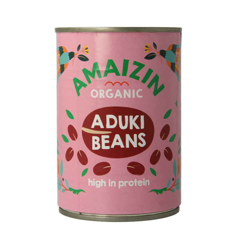 Amaizin Aduki bonen bio 400g in a clear package, showcasing the healthy organic aduki beans, part of vegetables and legumes.