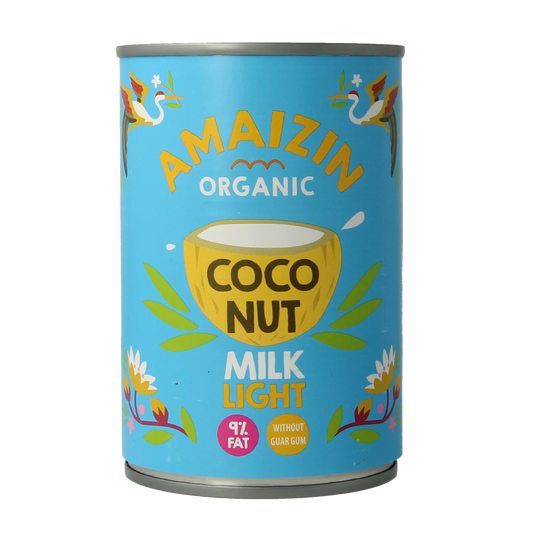 Bottle of Amaizin Cocosmelk Light Bio, 400ml, organic coconut milk for sauces and cooking, natural and dairy-free.