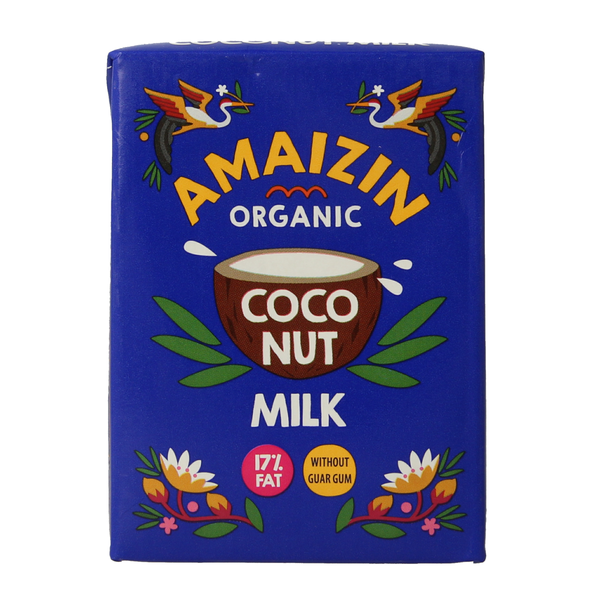 Organic Amaizin coconut milk in a 500ml bottle, used as a sauce or flavoring, shown in a natural setting.