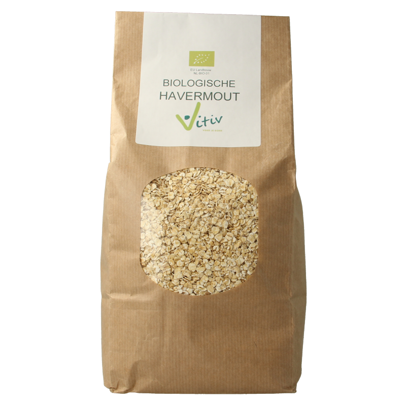 Vitiv organic oatmeal breakfast cereal in a 1kg package, natural whole grain oats for healthy breakfast options