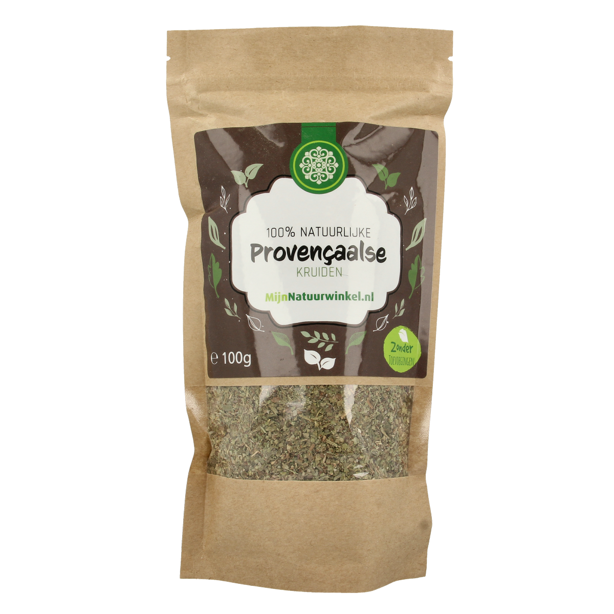 MijnNatuurwinkel Provencaalse kruiden in 100g jar, a blend of herbs for cooking and seasoning, natural and aromatic.
