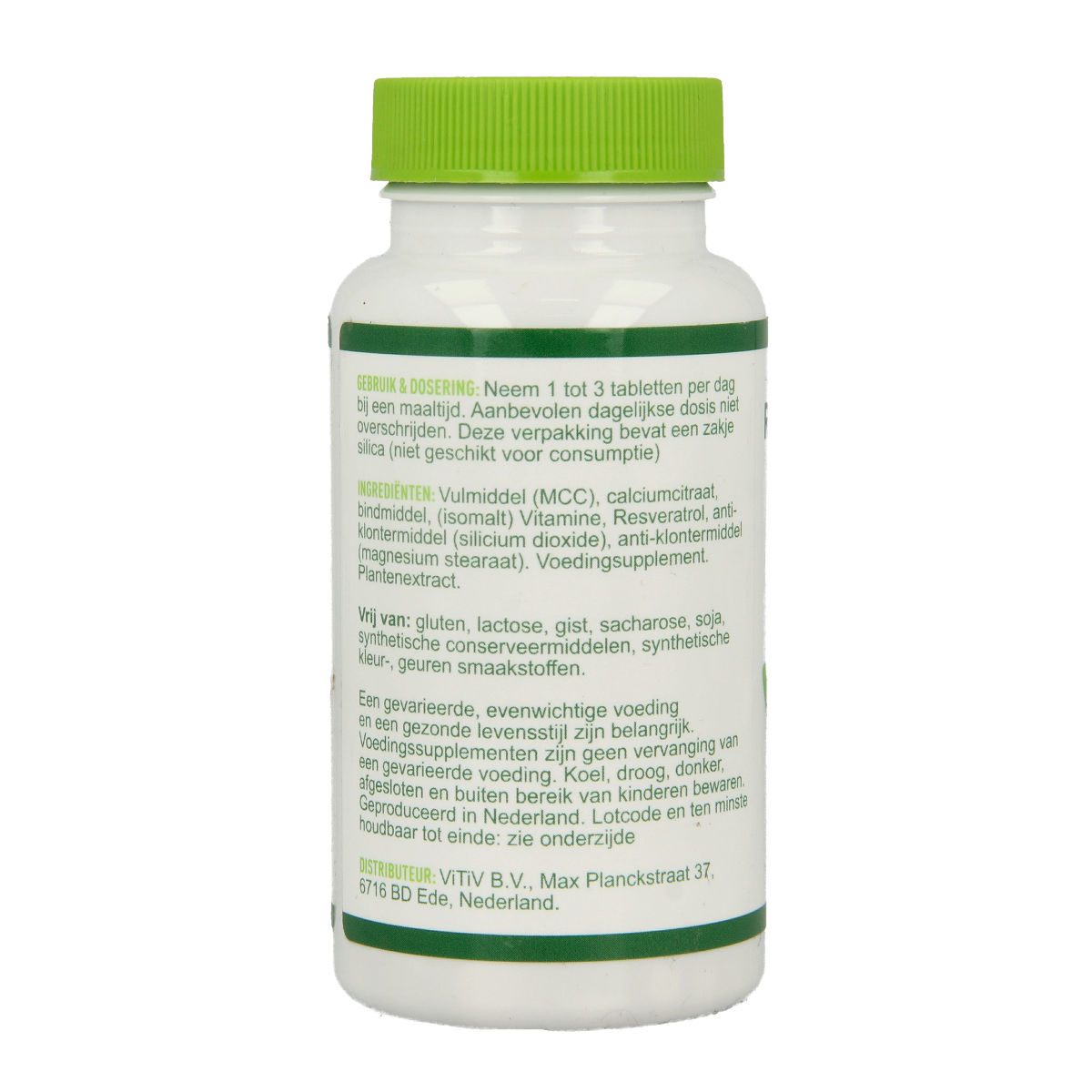 Vitiv Resveratrol 40mg supplement in 60 tablets, herbal preparation with natural antioxidants, shown in blister pack.