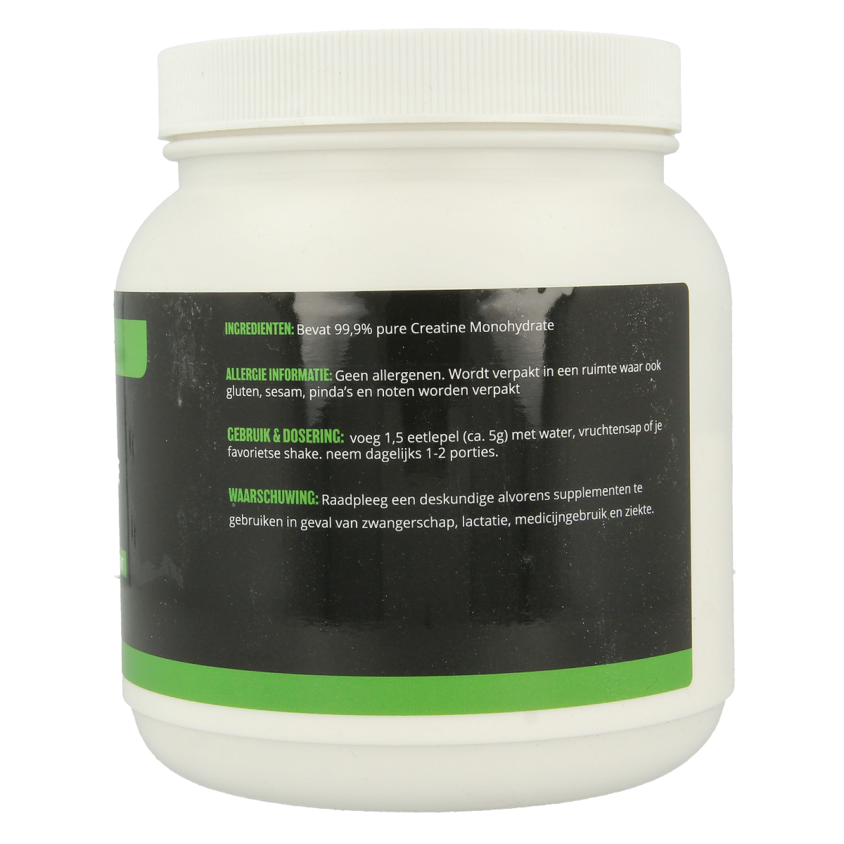 MijnNatuurwinkel Creatine monohydrate powder in a 500g container, amino acids supplement for muscle support.