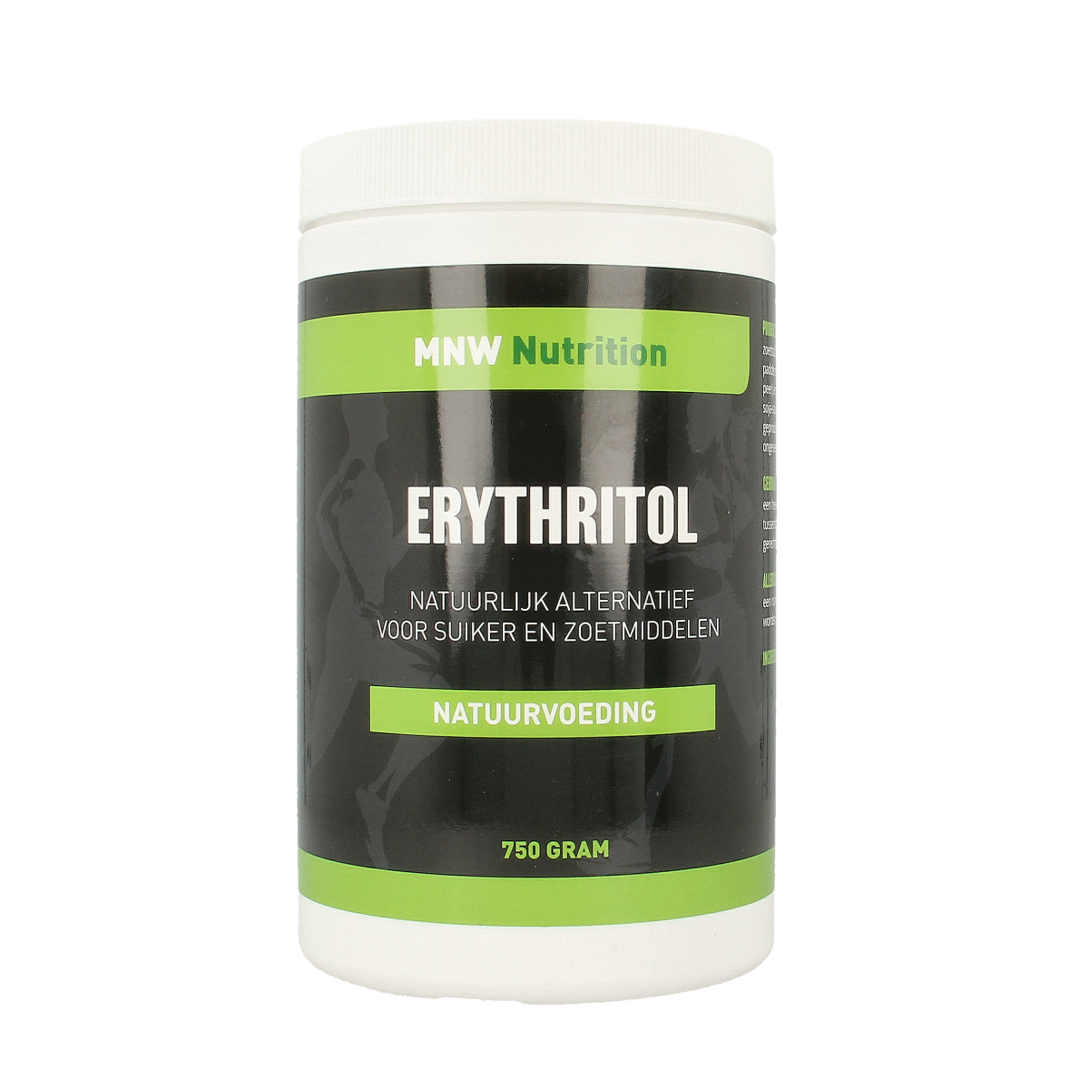 Erythritol sweetener in a 750g package from MijnNatuurwinkel, a natural sugar substitute for baking and cooking.
