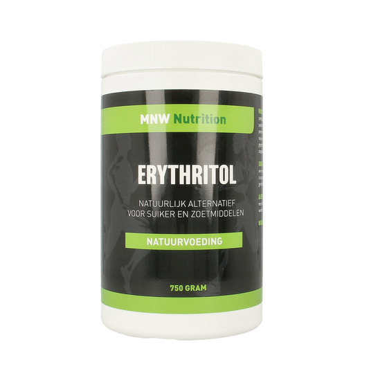 Erythritol sweetener in a 750g package from MijnNatuurwinkel, a natural sugar substitute for baking and cooking.