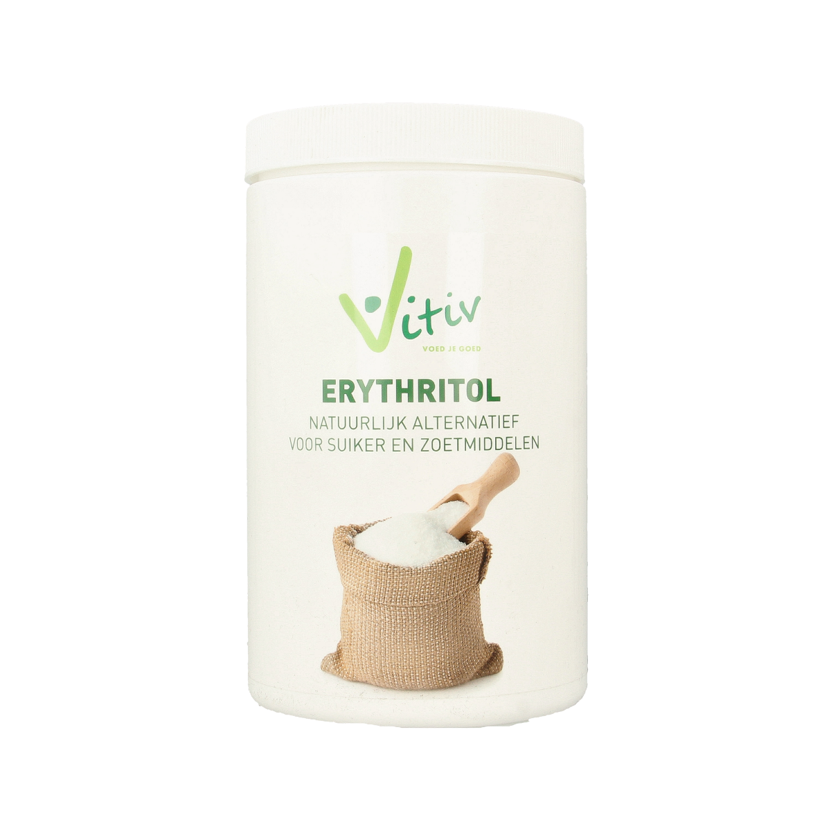 Vitiv Erythritol 750g bag of natural sweetener, sugar substitute from Vitiv, with white crystalline appearance.