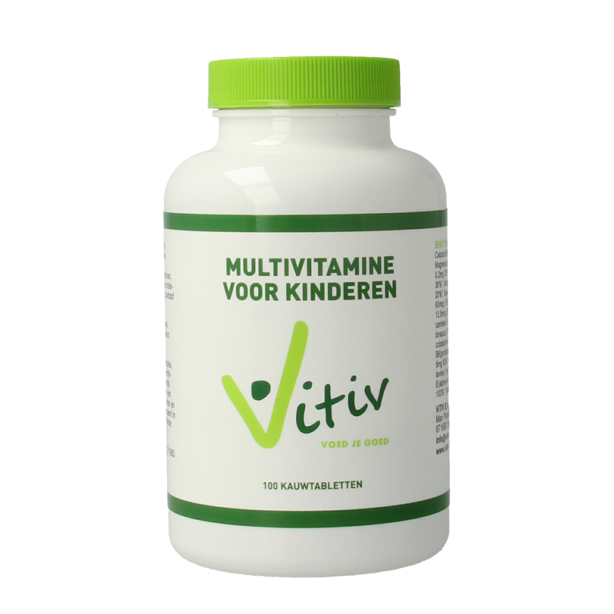 Vitiv multivitamine voor kinderen, 100 kauwtabletten, colorful chewable vitamin supplement for kids, natural and tasty.