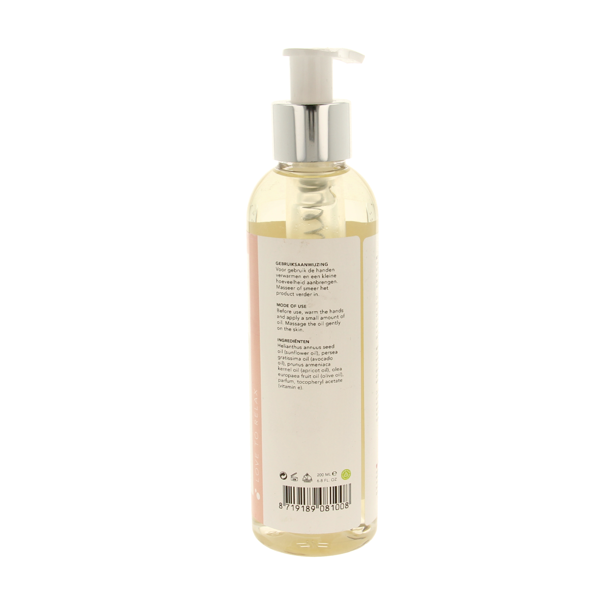 Loverock Love to Relax body and massage oil for kids and family, 200ml, smooth liquid skincare product with relaxing properties.