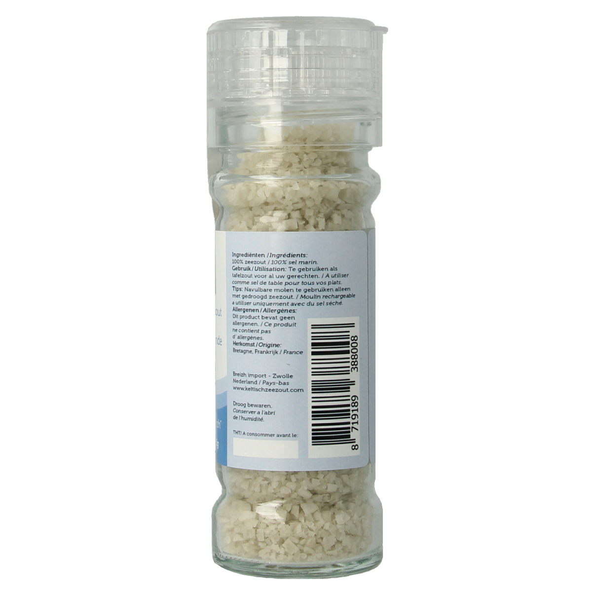 Breizh Import Grof Keltisch Zeezout gedroogd strooimolen, 85g, coarse Celtic sea salt for culinary use