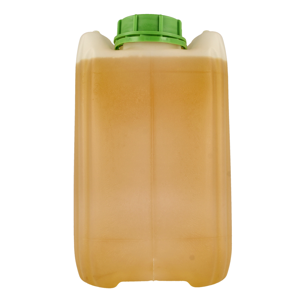 Driehoek vloeibare zeep in 5000 ml fles, schoonmaakartikel with a white pump dispenser and label on a white background.
