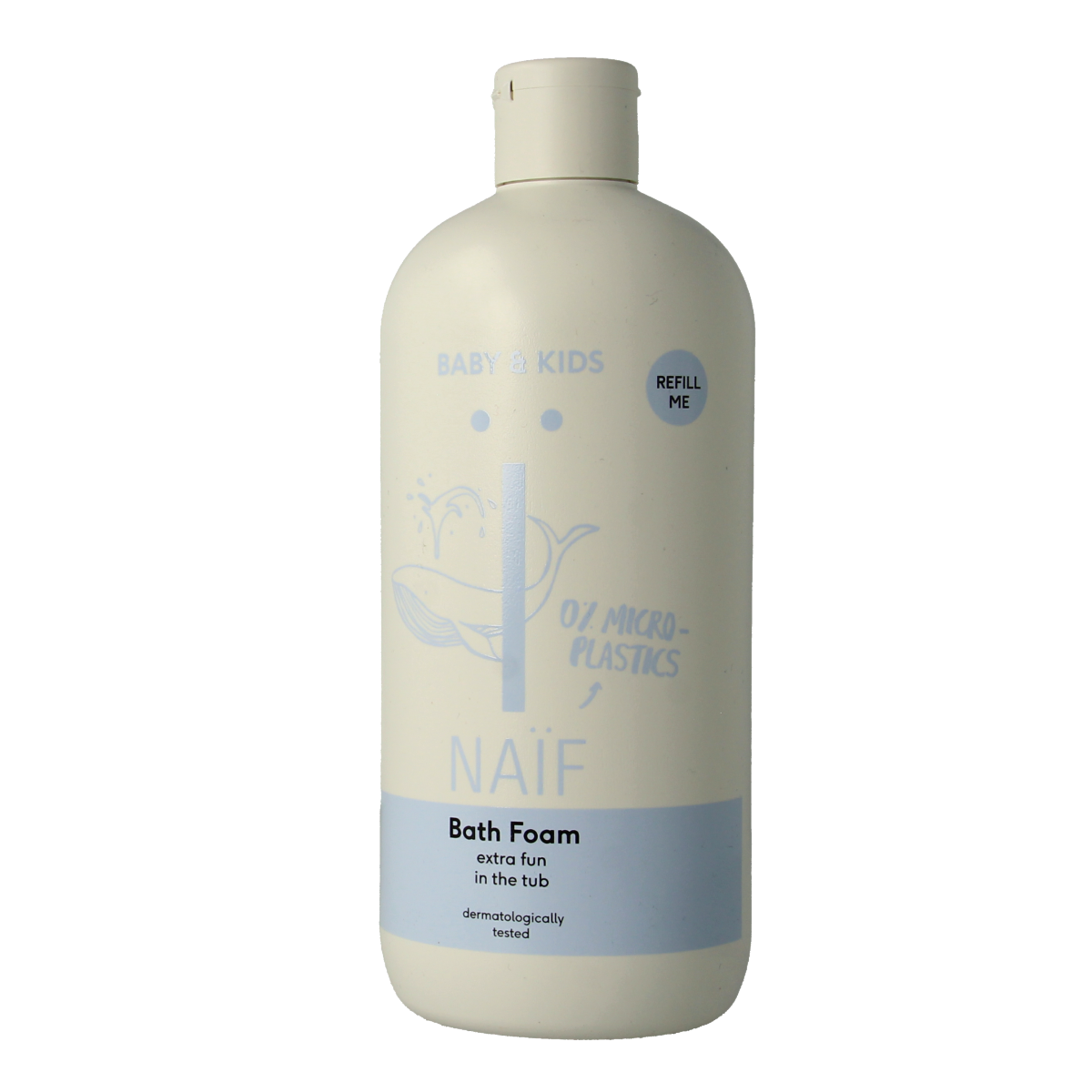 Naif Baby & Kids Bath Foam in a 500ml bottle, gentle cleanser for bath and shower suitable for children.