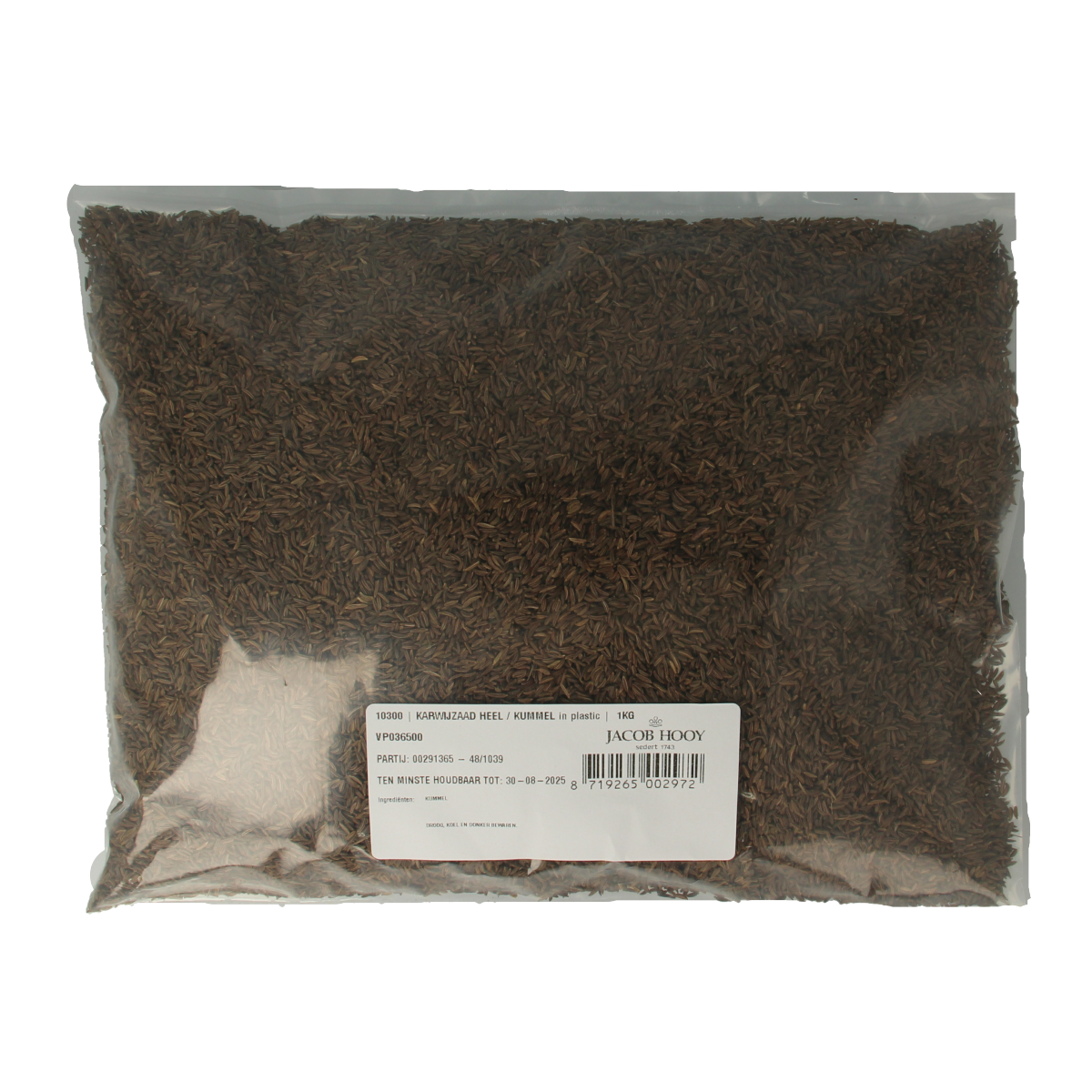 Jacob Hooy cumin seeds in a 1kg package, natural dried herbs for cooking and seasoning, from the Jacob Hooy spice brand.