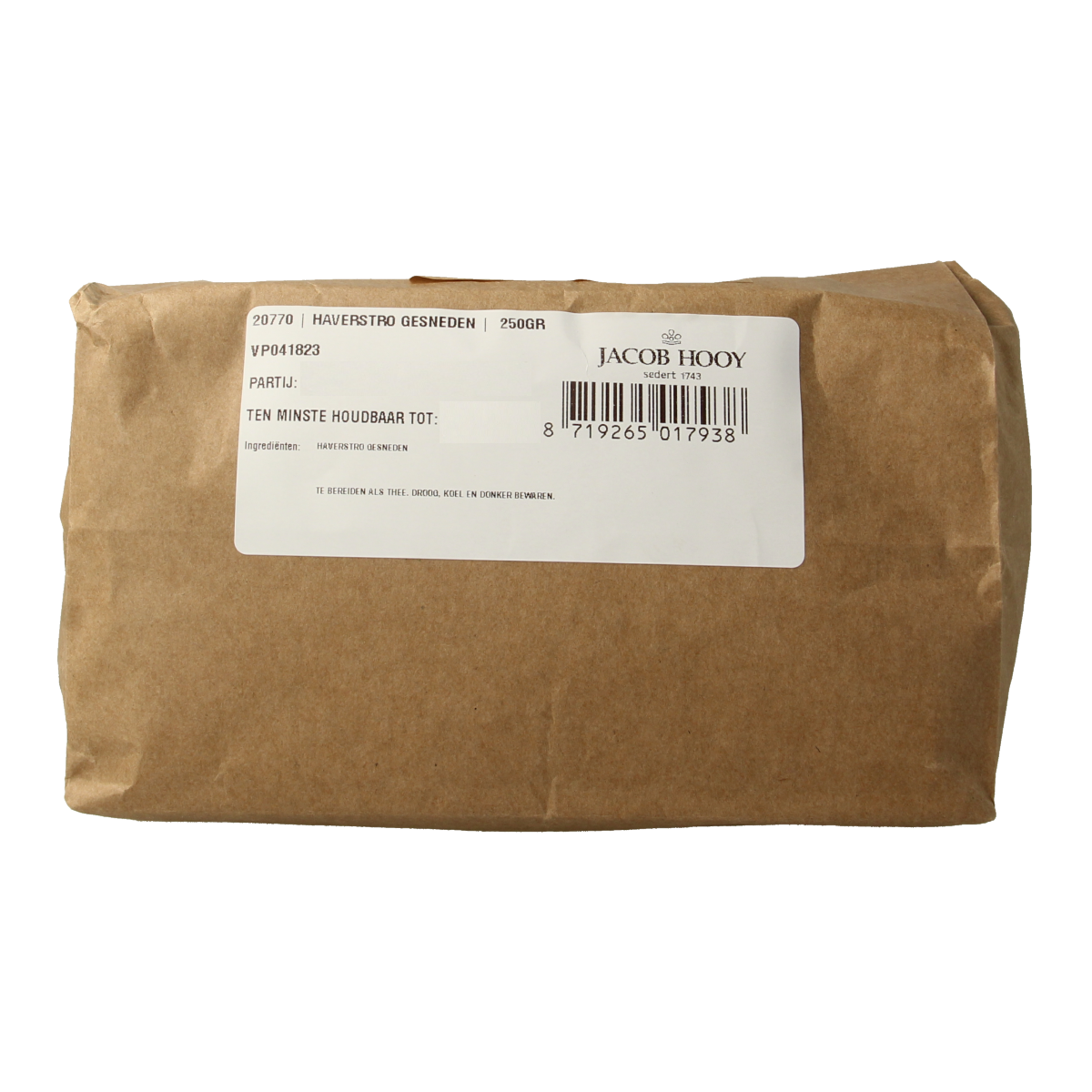Sliced oat herb mix by Jacob Hooy in a 250g package, part of herbs, salts, and meal mixes collection.
