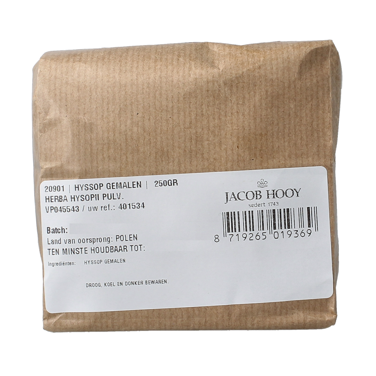 Jacob Hooy Hyssop gemalen 250.00 Gram