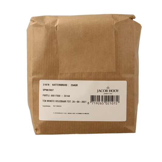 Jacob Hooy Kattekruid in a 250g package, a herbal spice blend used in cooking and seasoning dishes.