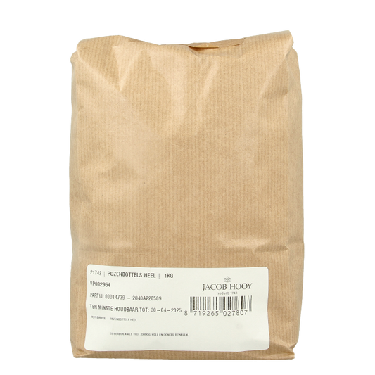 Jacob Hooy Rosehip Heels 1kg, herbal seasoning mix in a resealable bag, made with natural ingredients for cooking and health.