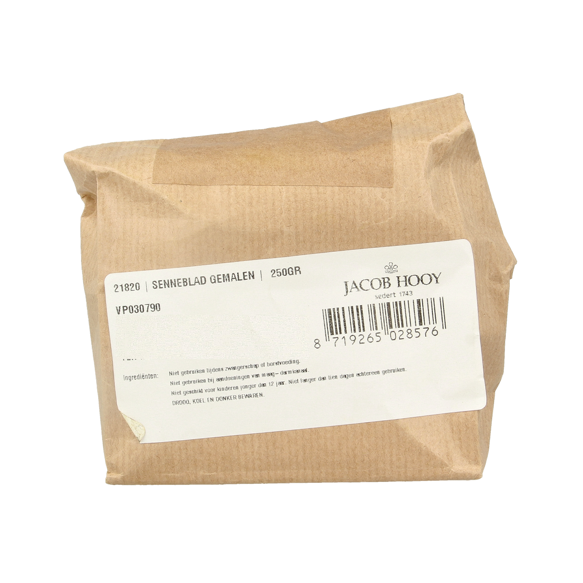 Grounded Jacob Hooy Senneblad in a 250g package, a herbal spice used in cooking and seasoning.