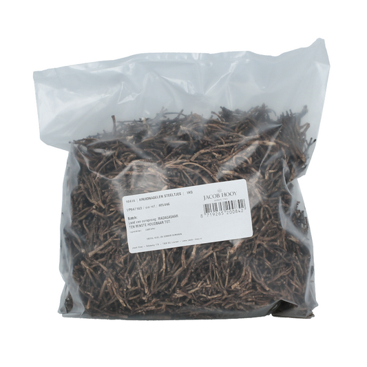 Jacob Hooy Clove stems in a 1kg package, showing dried cloves used as herbs and spices in cooking.