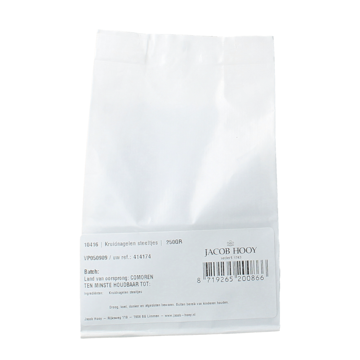 Jacob Hooy Clove Stems 250g, aromatic herbal spice for cooking, from the Jacob Hooy kruiden, zouten en maaltijdmixen collection.