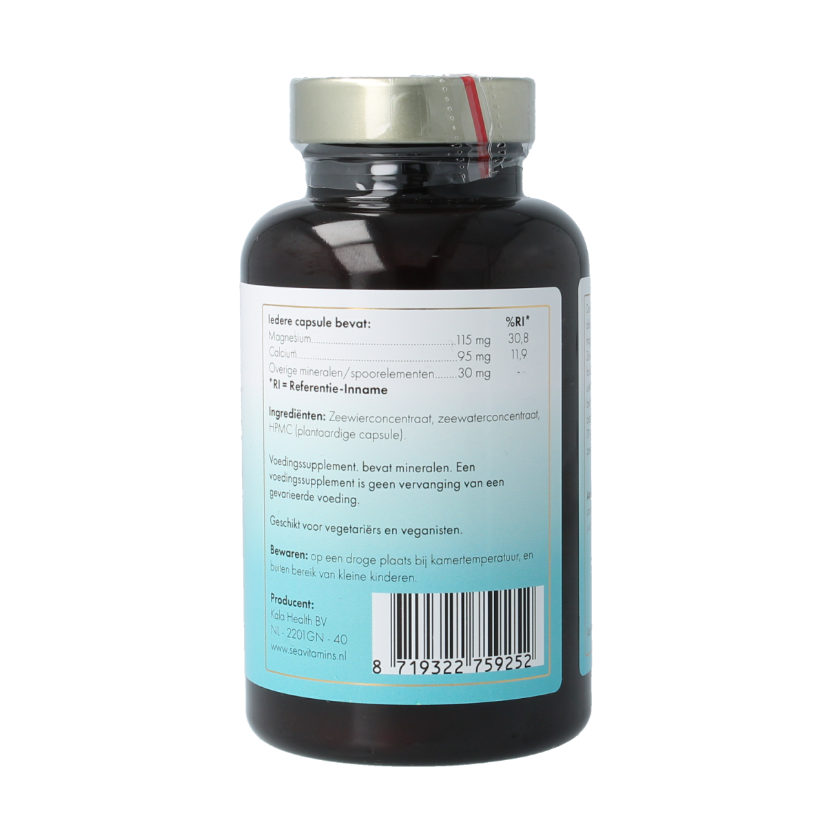 Sea Vitamins Magnesium and Calcium mineral capsules, vegetarian supplement in a bottle, shown in the image.
