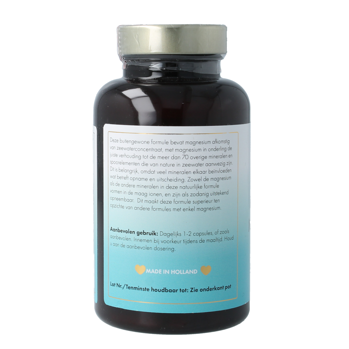 Sea Vitamins Aquamin magnesium vegetarian capsules, mineral supplement in a clear bottle, with capsules visible inside.