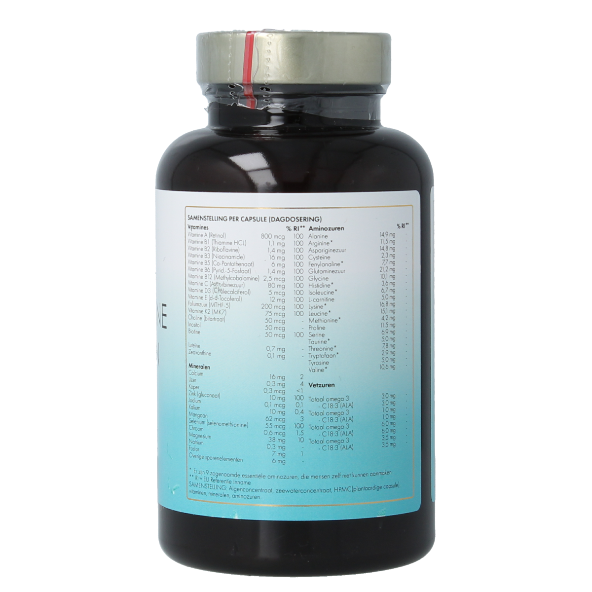 Sea Vitamins mineralen multivitamine in vegetarian capsules, 90 count, showing the colorful capsule bottle and label.