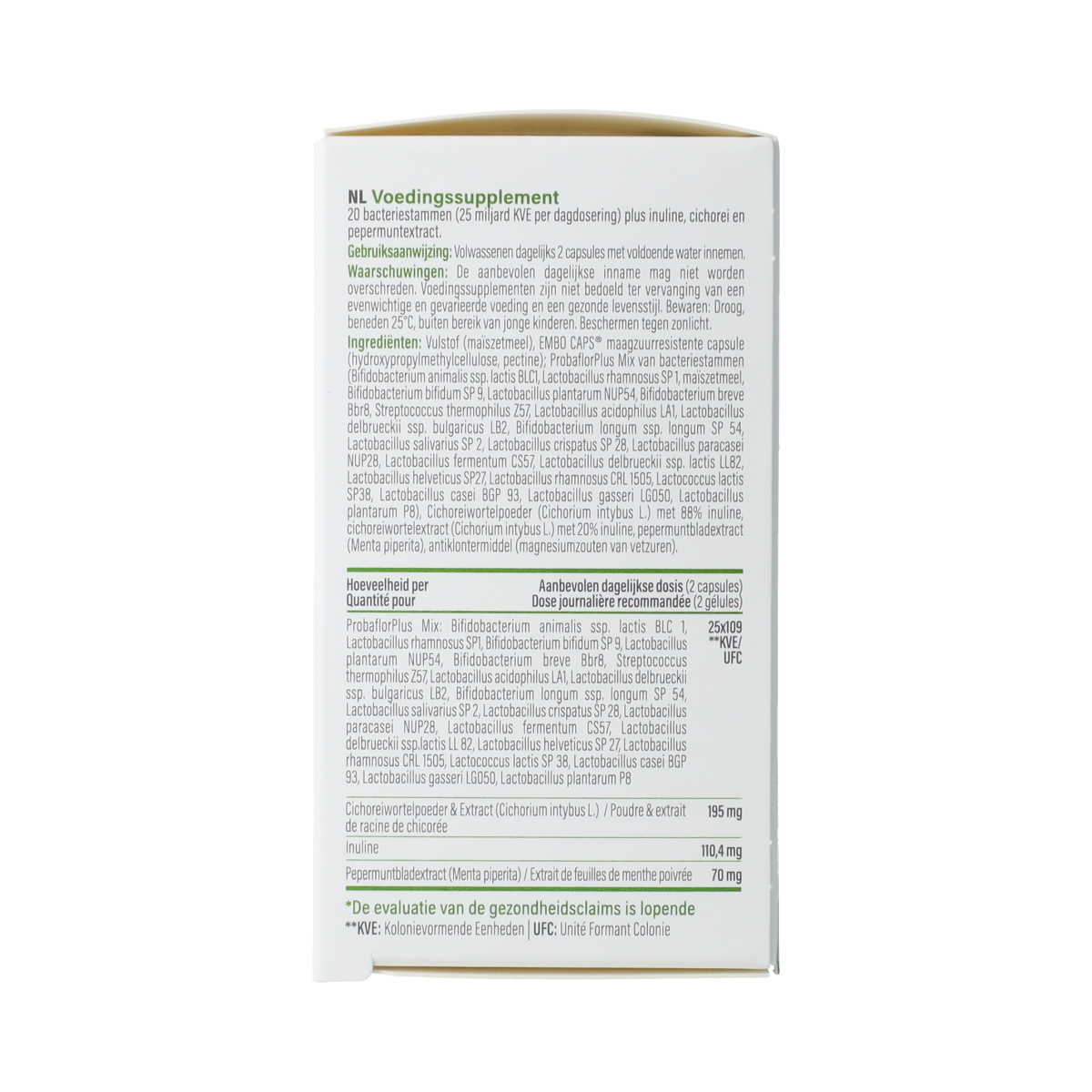 Nupure Probaflor Plus capsules containing micro-organisms for digestive health, shown in a close-up image.